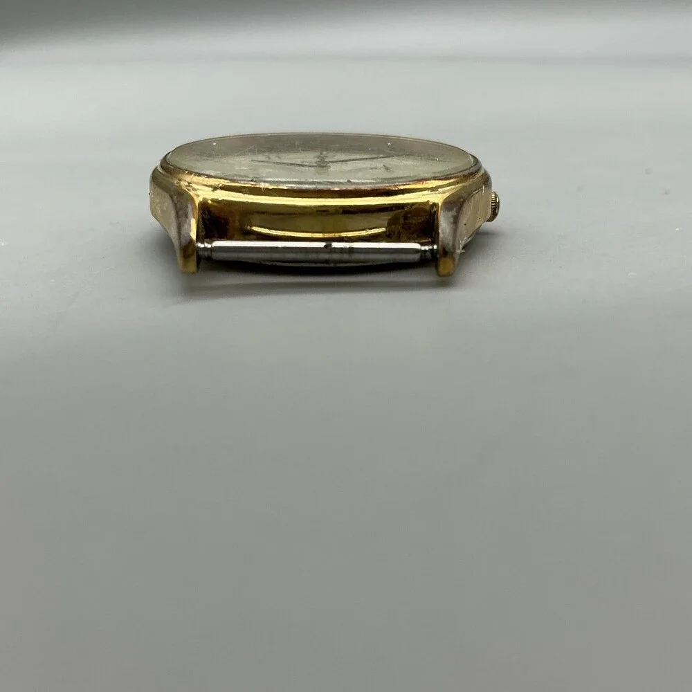 Pulsar Mens Watch 32mm Cream Dial Gold Tone Day Date V336-7000 For Parts